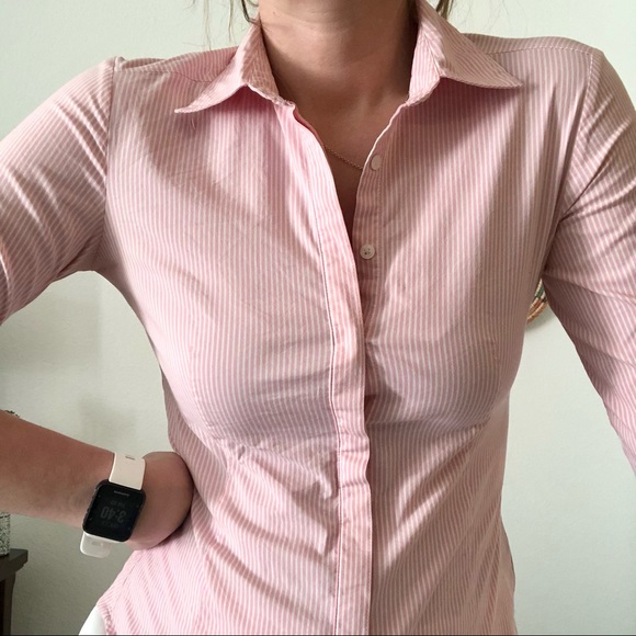 Pink and white button down shirt xxi small - Picture 2 of 9